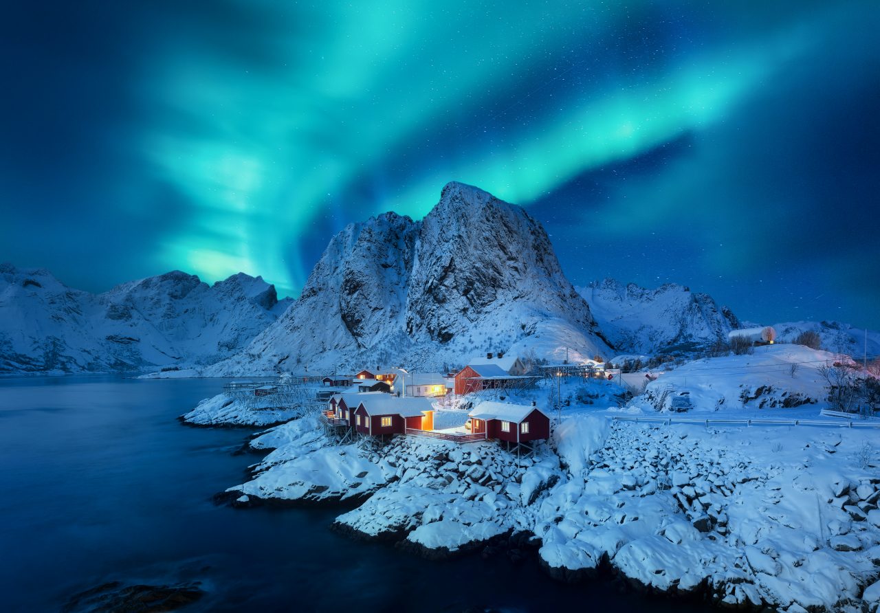 Aurora Borealis Lofoten islands in Norway