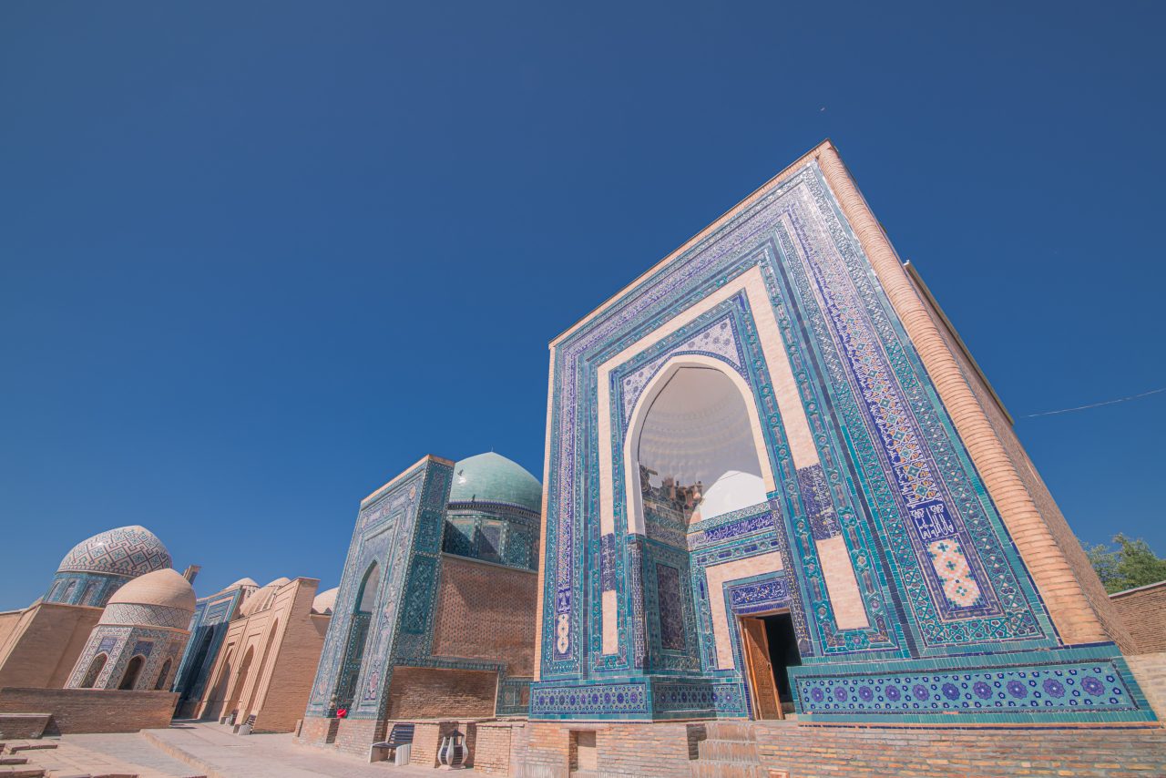 Registan mosaic pattern design background, Samarkand