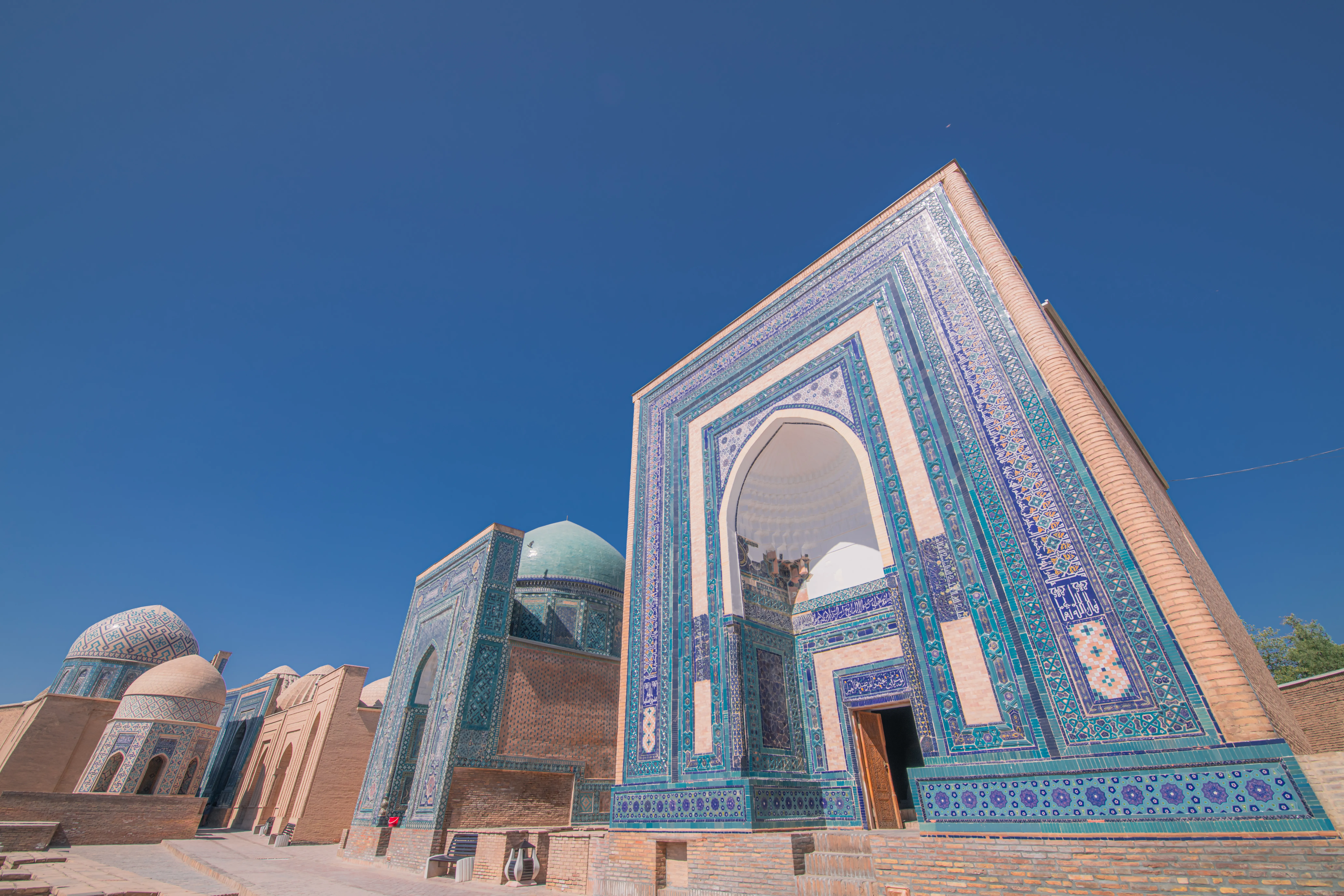 Registan mosaic pattern design background, Samarkand 