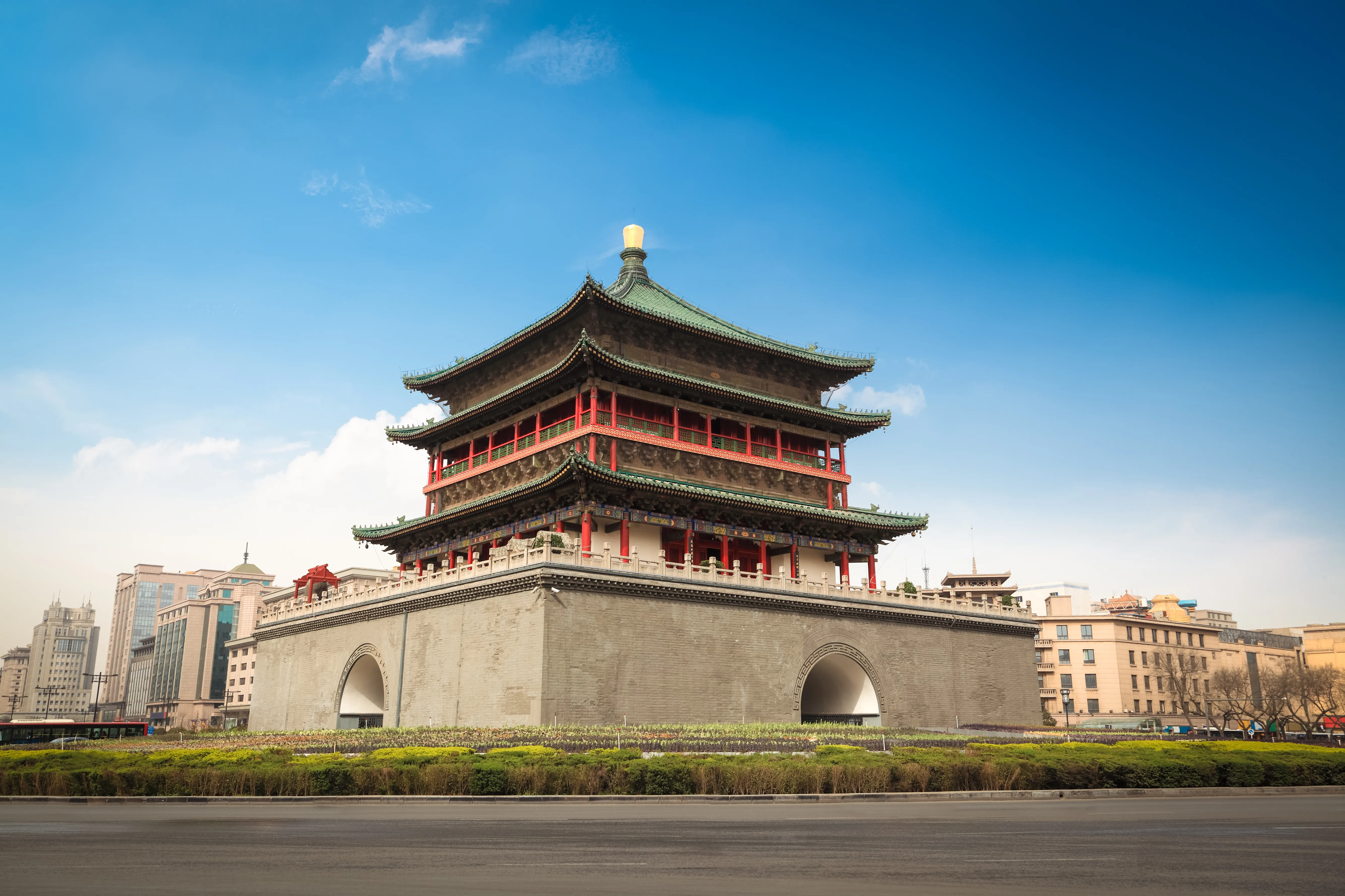 A front view of Clock Tower, Xi’an, China