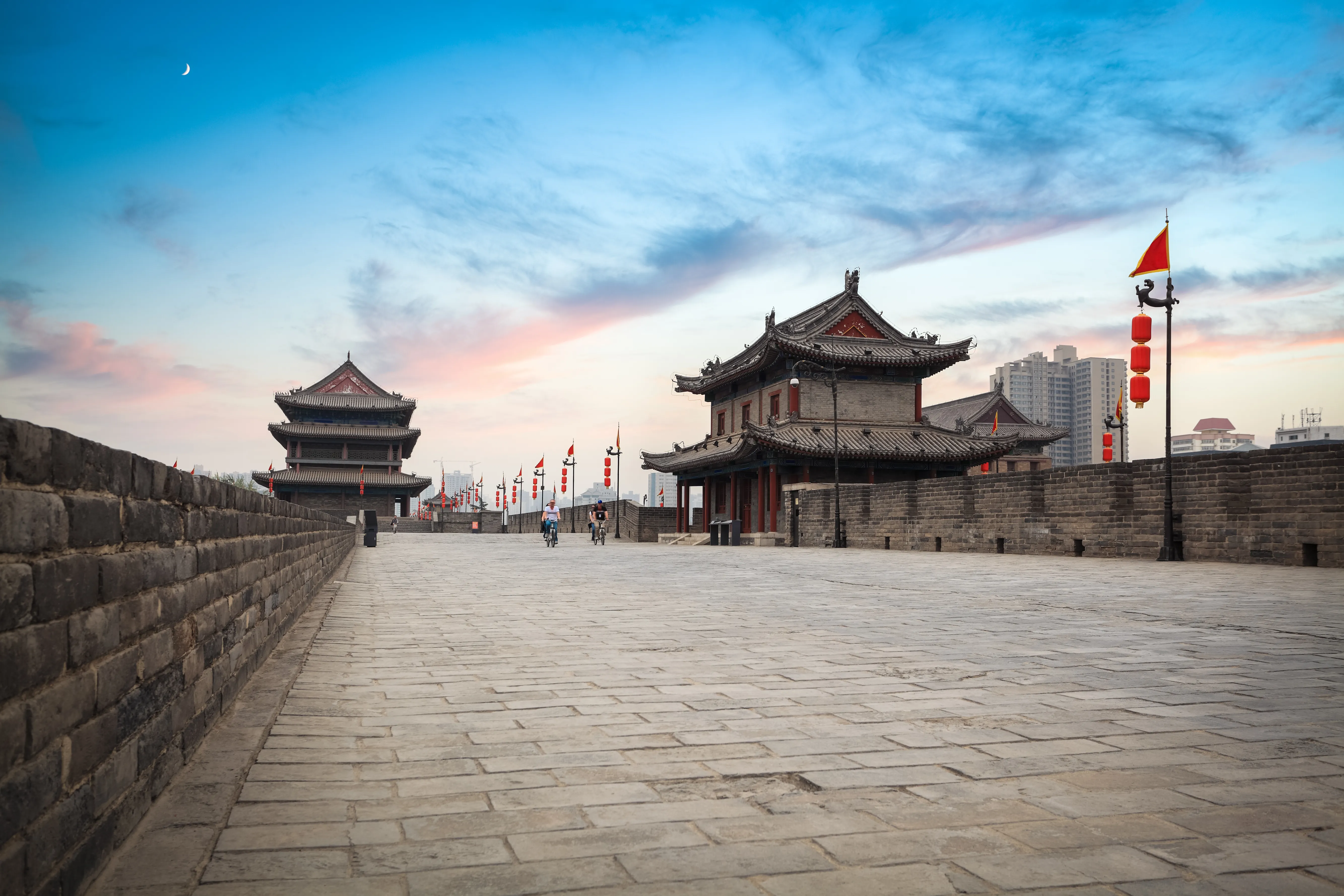 A wider front view of Wall of Ancient City, Xi’an, China