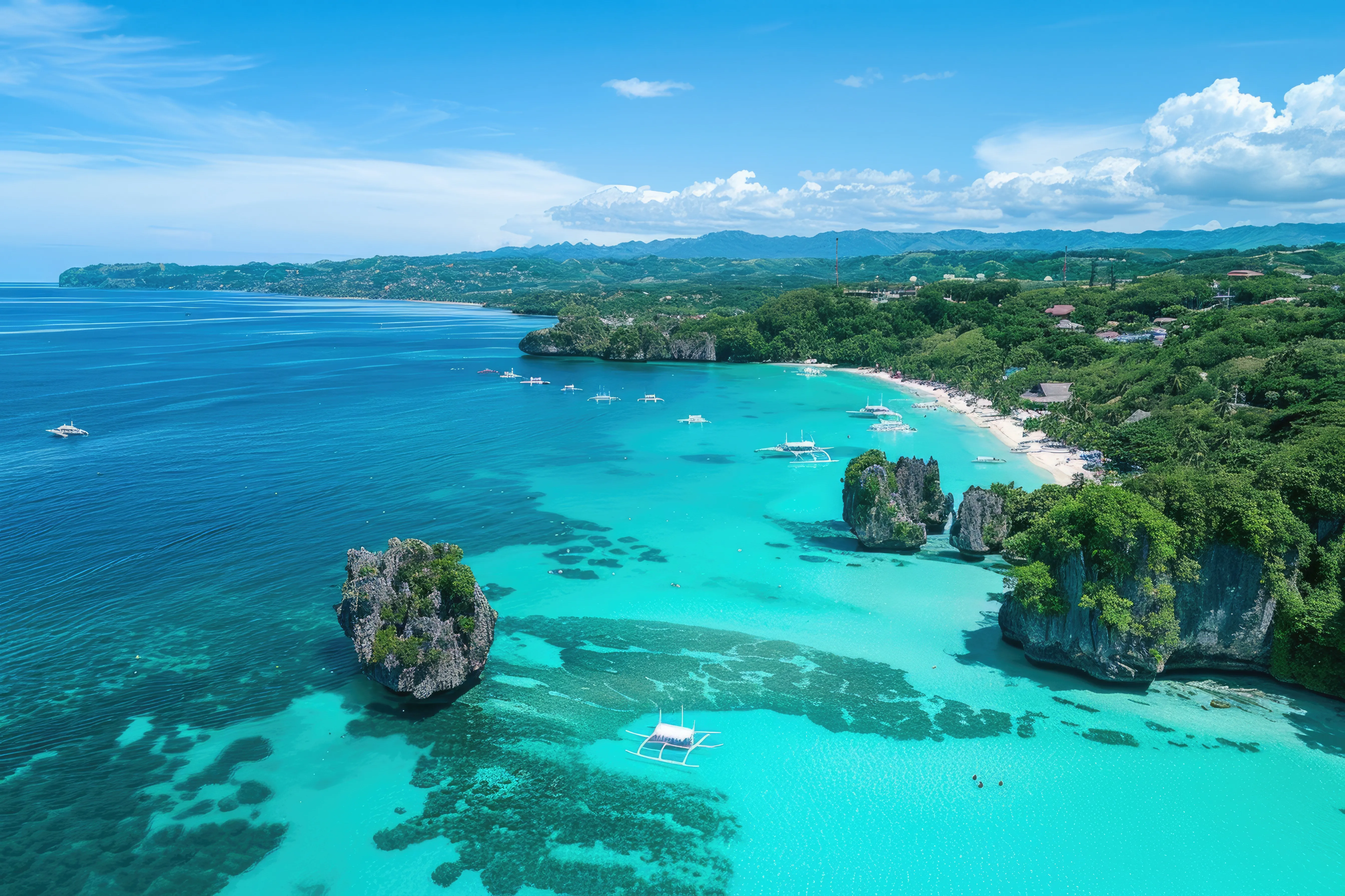 Paradise White Sand Beach of Boracay Island, Philippines
