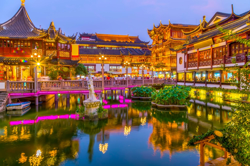 local-night-region-fuzzy-house-yuyuan-garden-shanghai