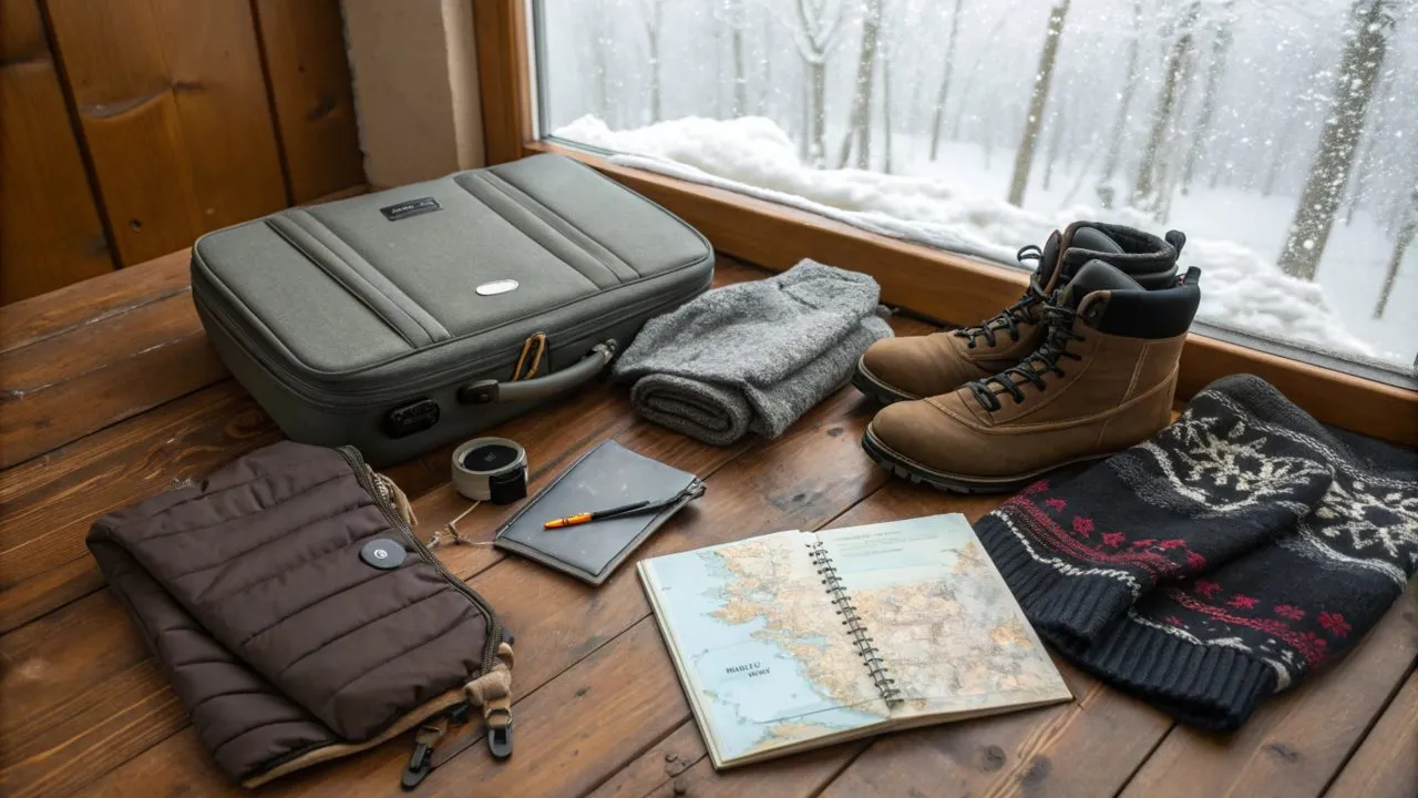 winter-travel-essentials-packed-suitcase-boots
