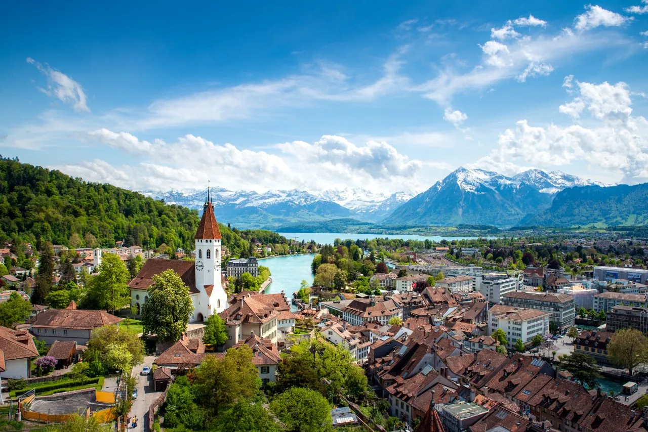 Landscape view on an overcast day in Lucerne, Switzerland