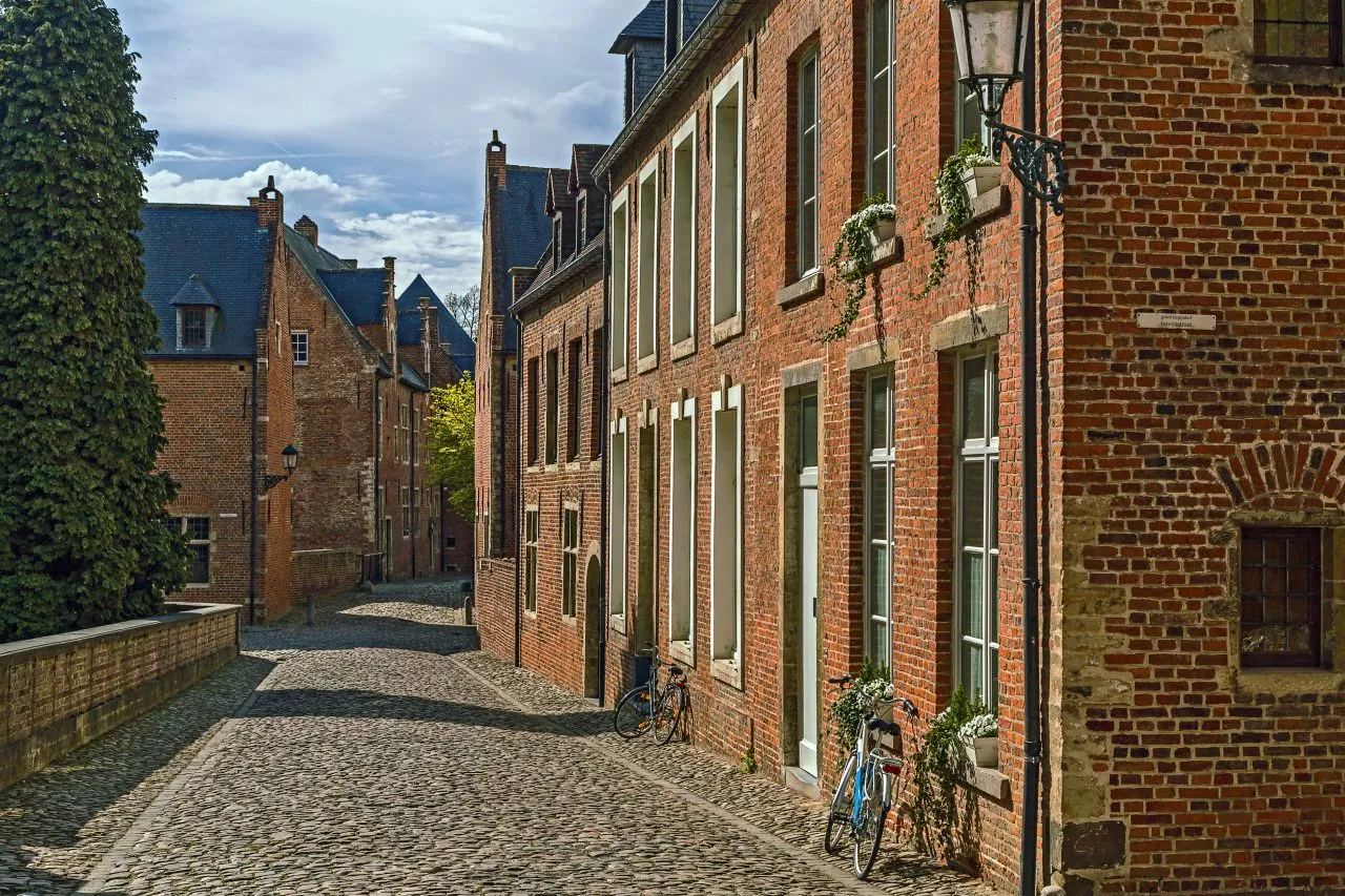 A sunny day view of Old Town of Leuven, Belgium
