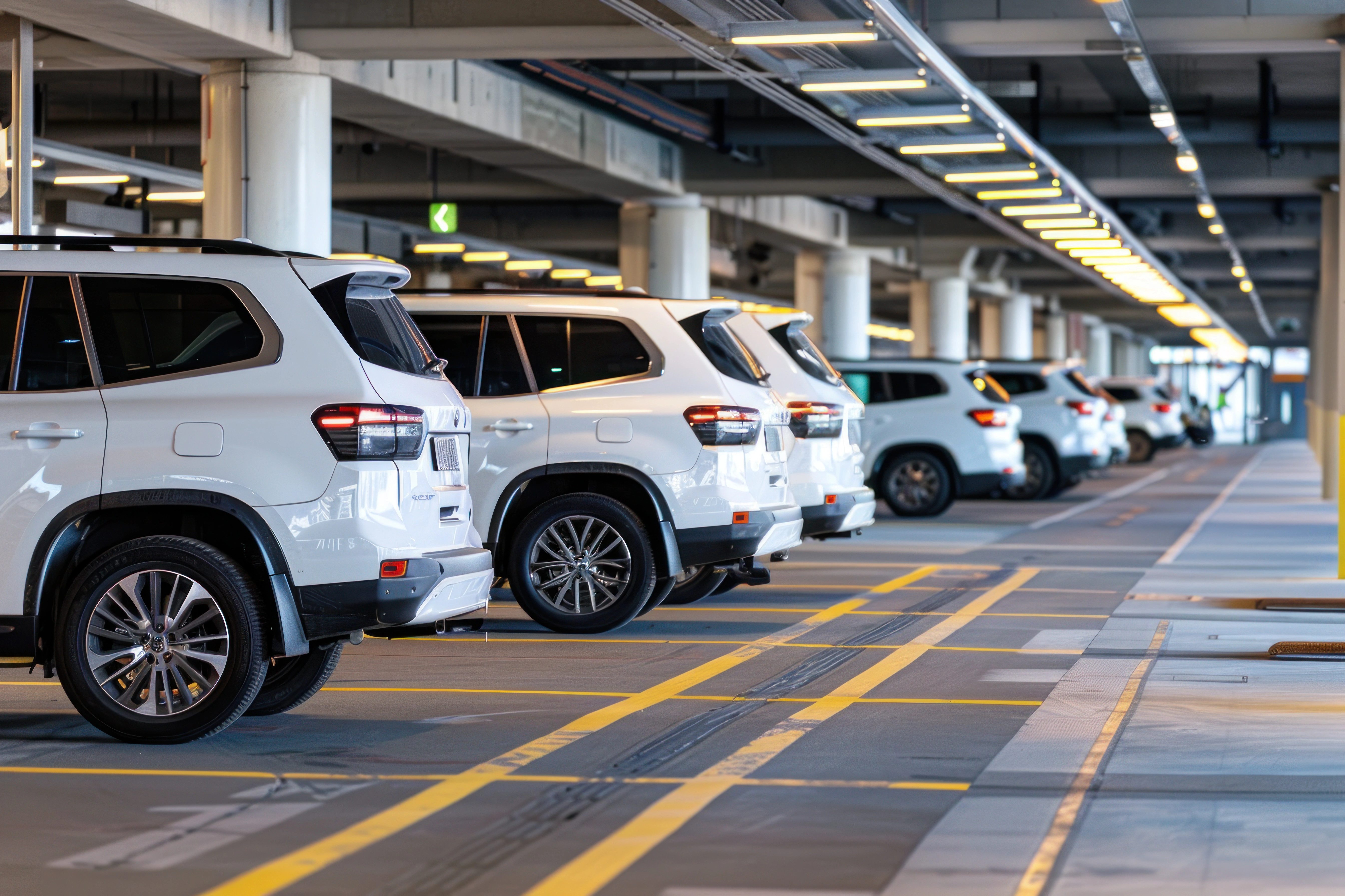 white-cars-parked-in-parking-lot