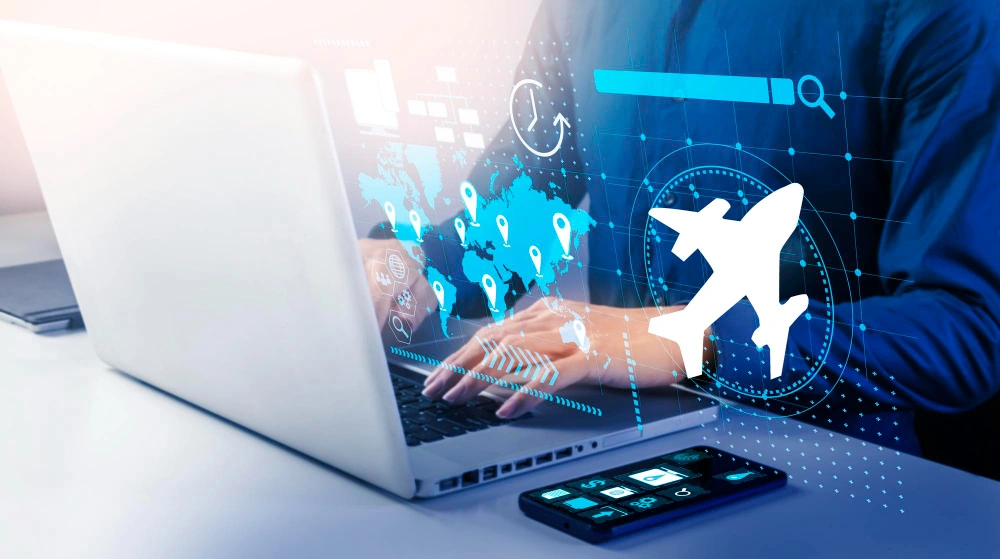 A man's hand is registering for an online immigration application