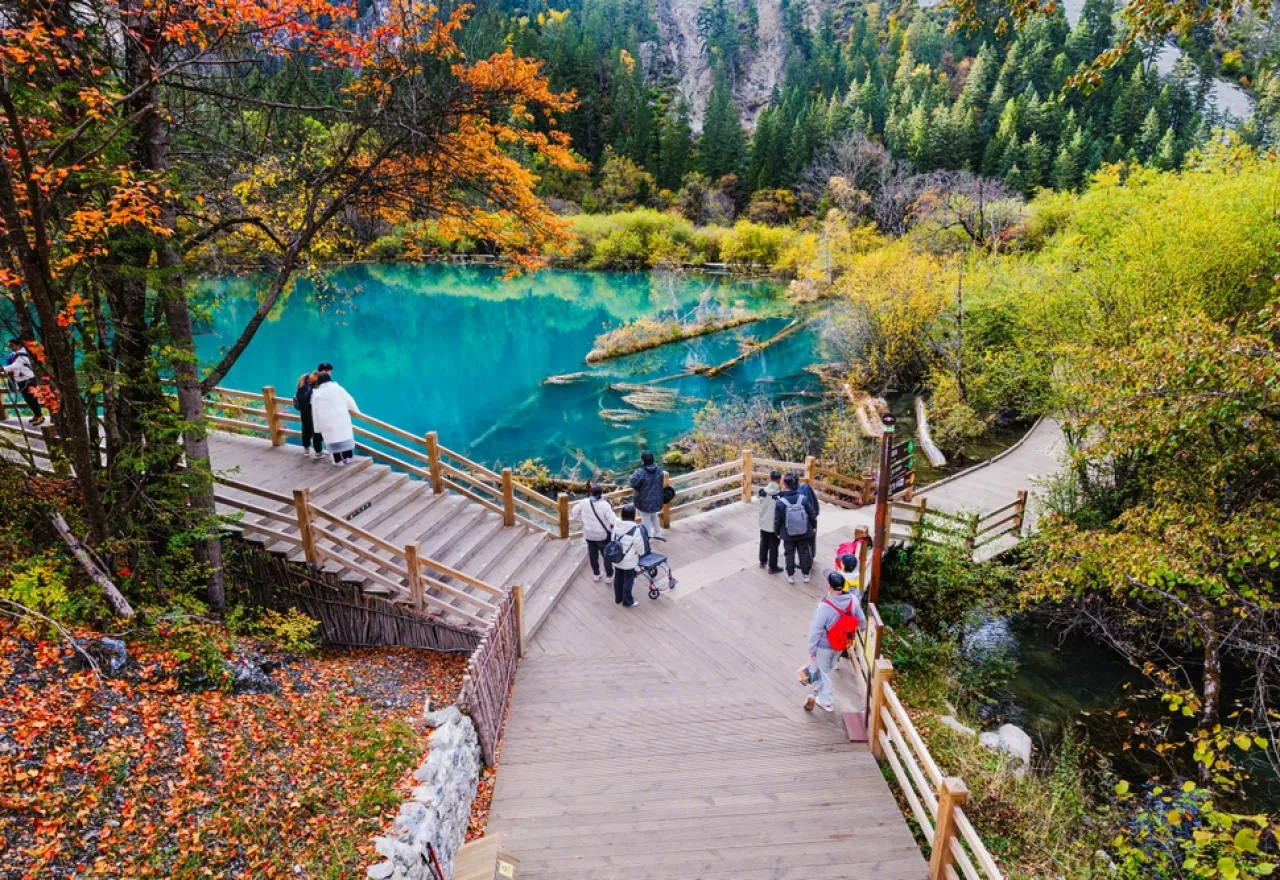 พาพ่อแม่เที่ยวต่างประเทศ ทะเลสาบสีมรกตจิ่วจ้ายโกว ประเทศจีน
