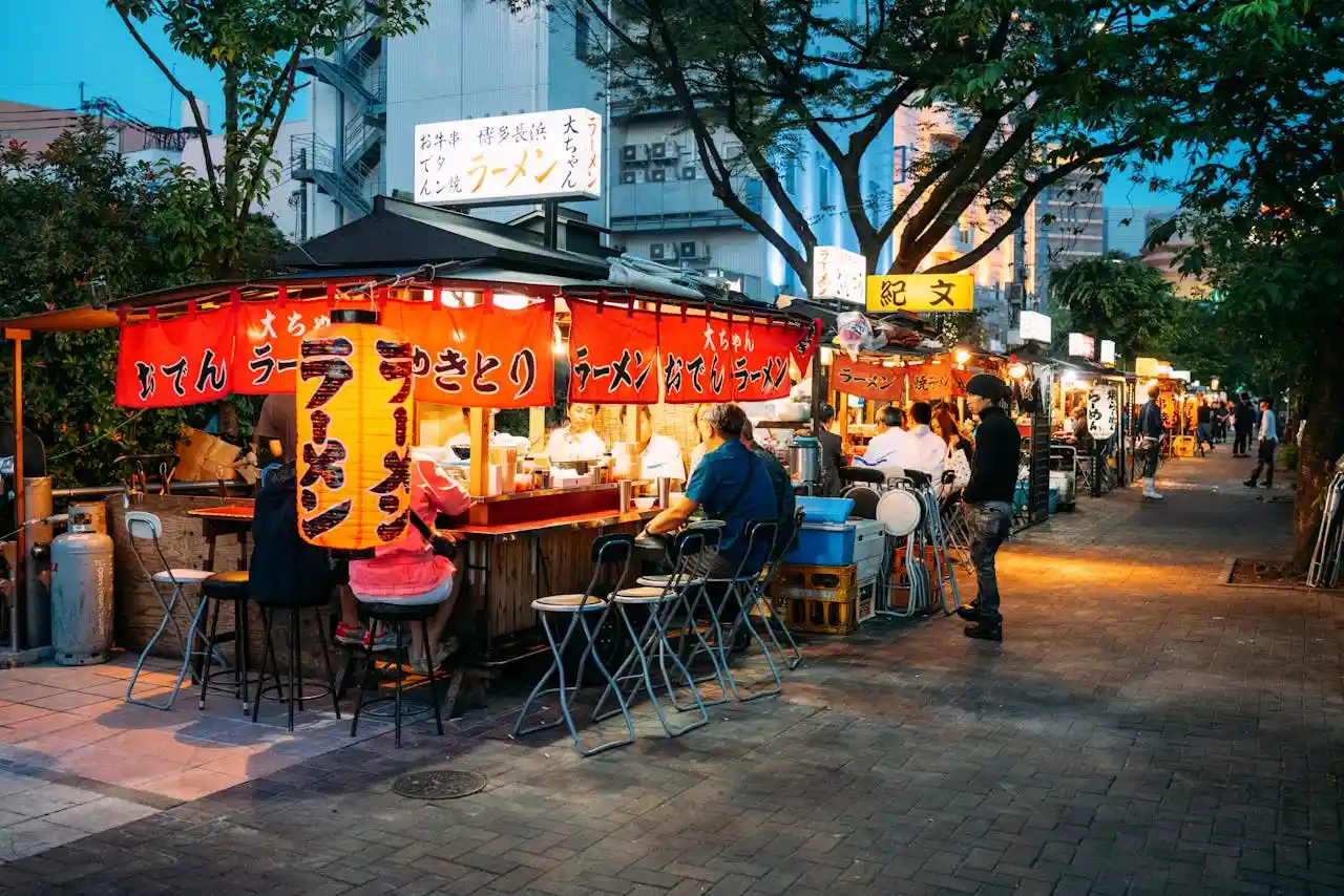 Yatai food at night, Fukuoka