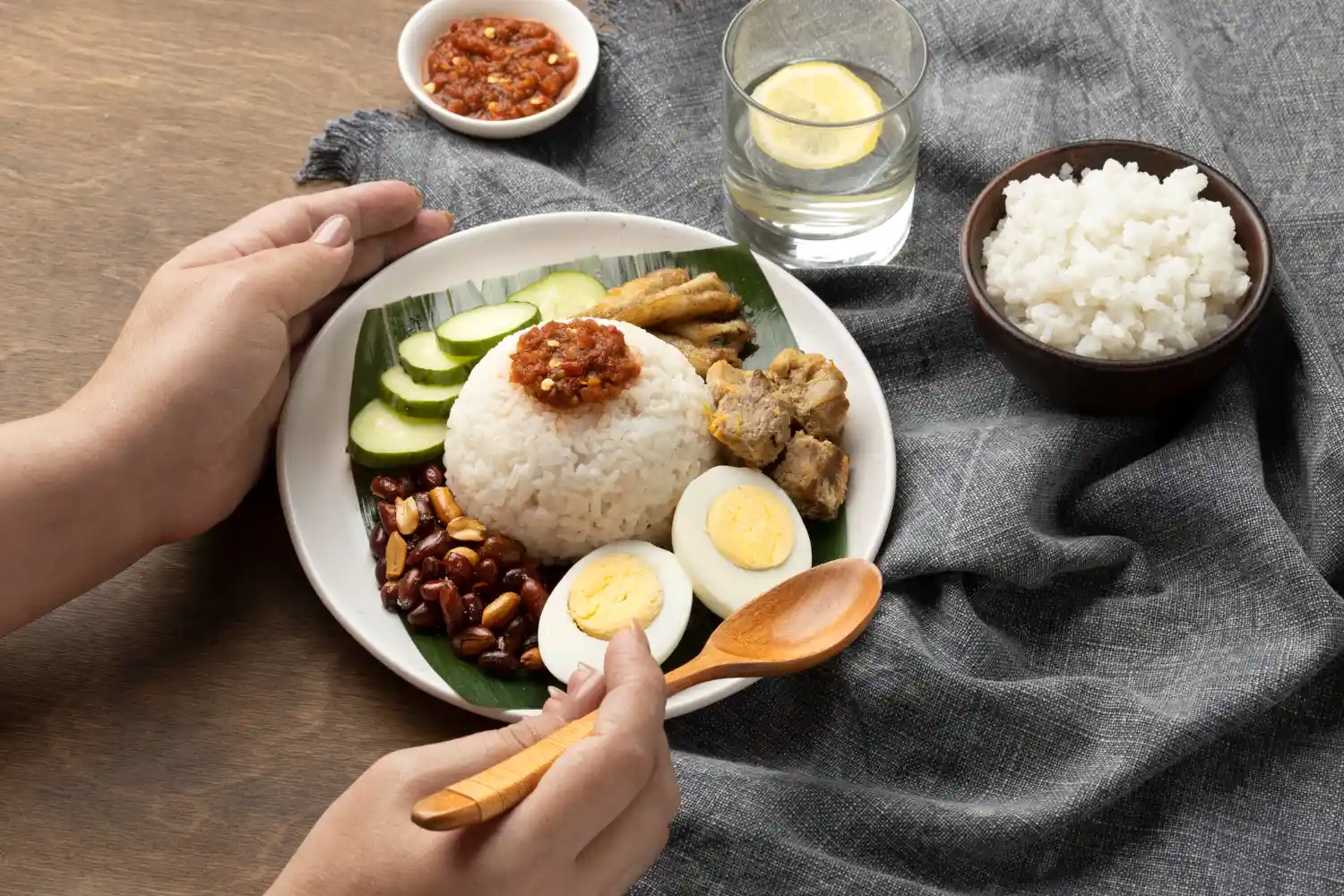 Traditional nasi lemak 